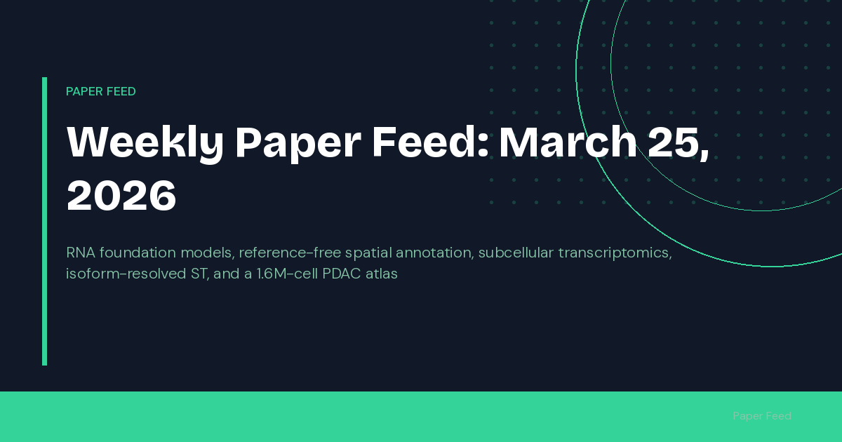 Weekly Paper Feed: March 25, 2026