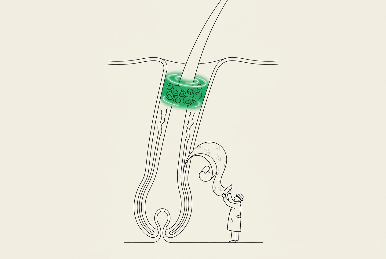 Conceptual illustration for: Disturbance of Immune Microenvironment in Androgenetic Alopecia through Spatial Transcriptomics